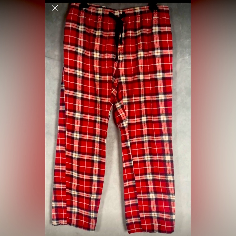 Flannel pj drawstring pants plaid